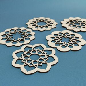 5 Coasters Lotus Laser Cut File, Cup Mat