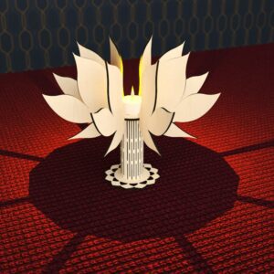 Candlestick Lotus laser cut, wooden candle holder Digital