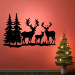 Arte Mural Navideño – Familia de Renos, SVG, DXF, AI