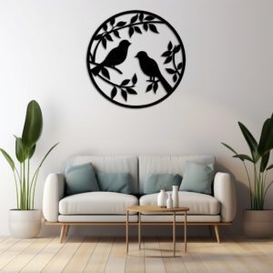 Couple Birds Wall Art Laser Cut File, Wall