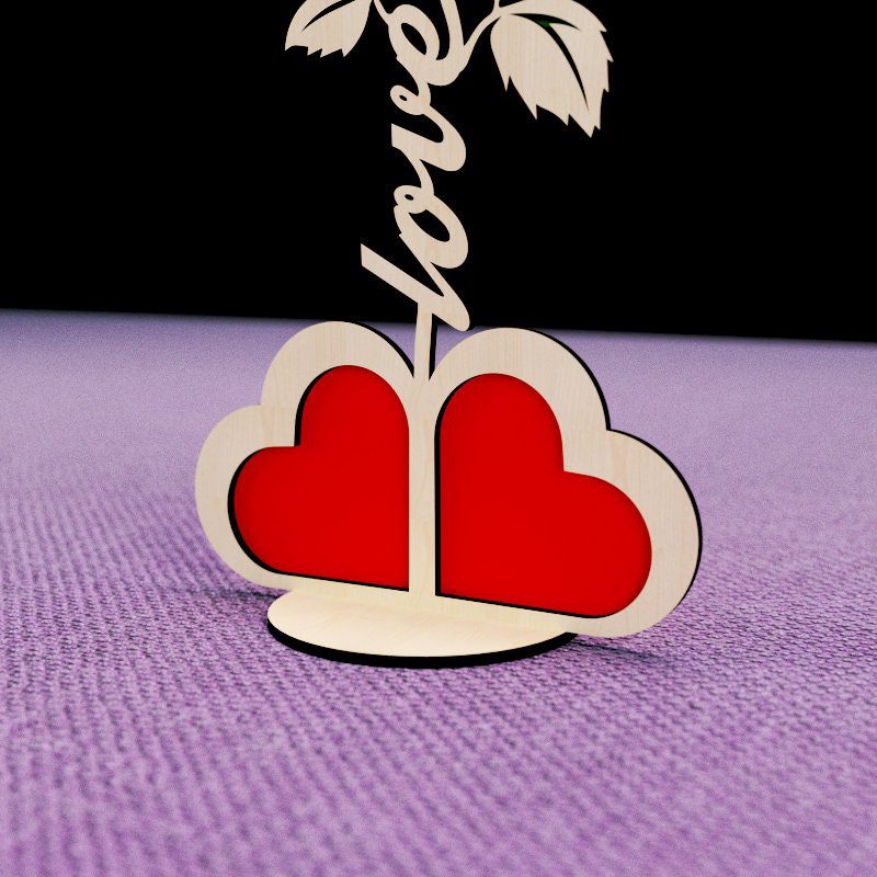 Love Rose Flower Stand Laser Cut File Valentine’s