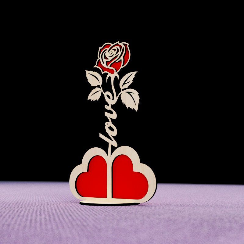 Love Rose Flower Stand Laser Cut File Valentine’s