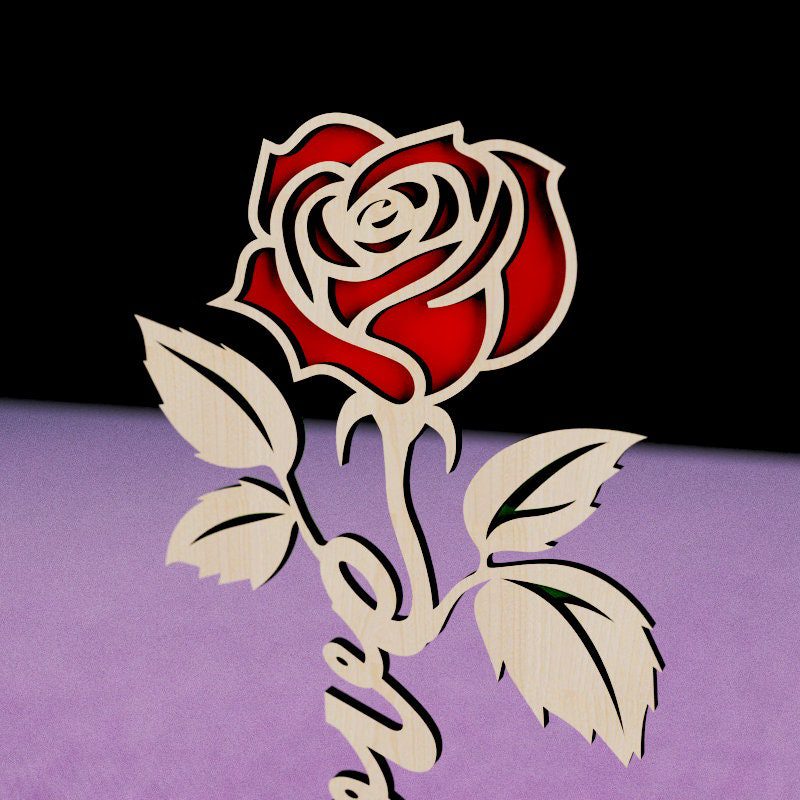 Love Rose Flower Stand Laser Cut File Valentine’s