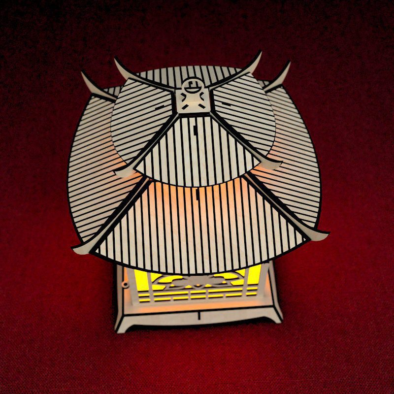 Pagoda Lantern Light Laser Cut File Buddha Lotus