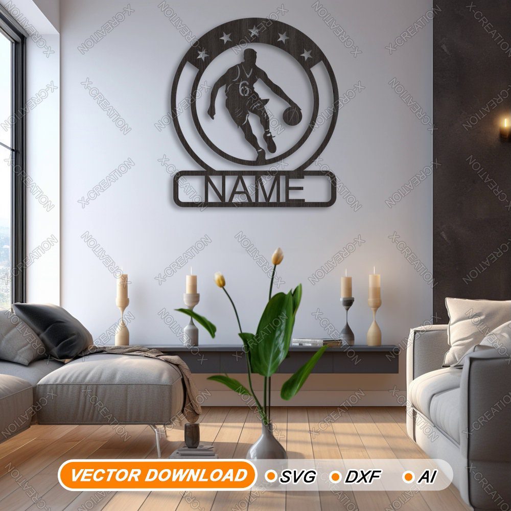 Custom Basketball Name Sign Laser cut file SVG,