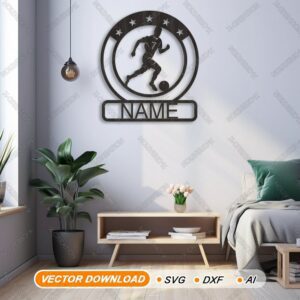 Custom Soccer Name Sign Laser cut file SVG,