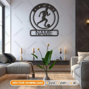 Custom Soccer Name Sign Laser cut file SVG,