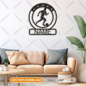Custom Soccer Name Sign Laser cut file SVG,