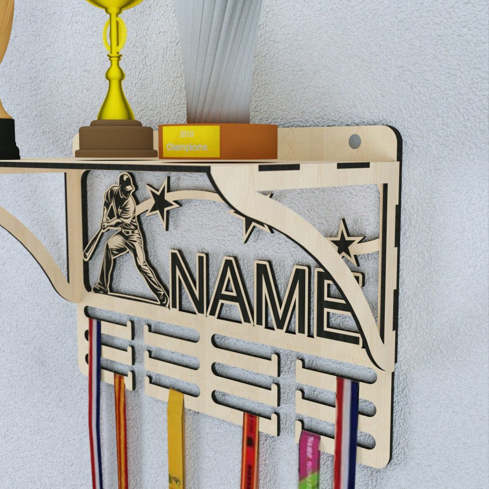 Personalized Baseball Medal and Trophy Display Laser Cut