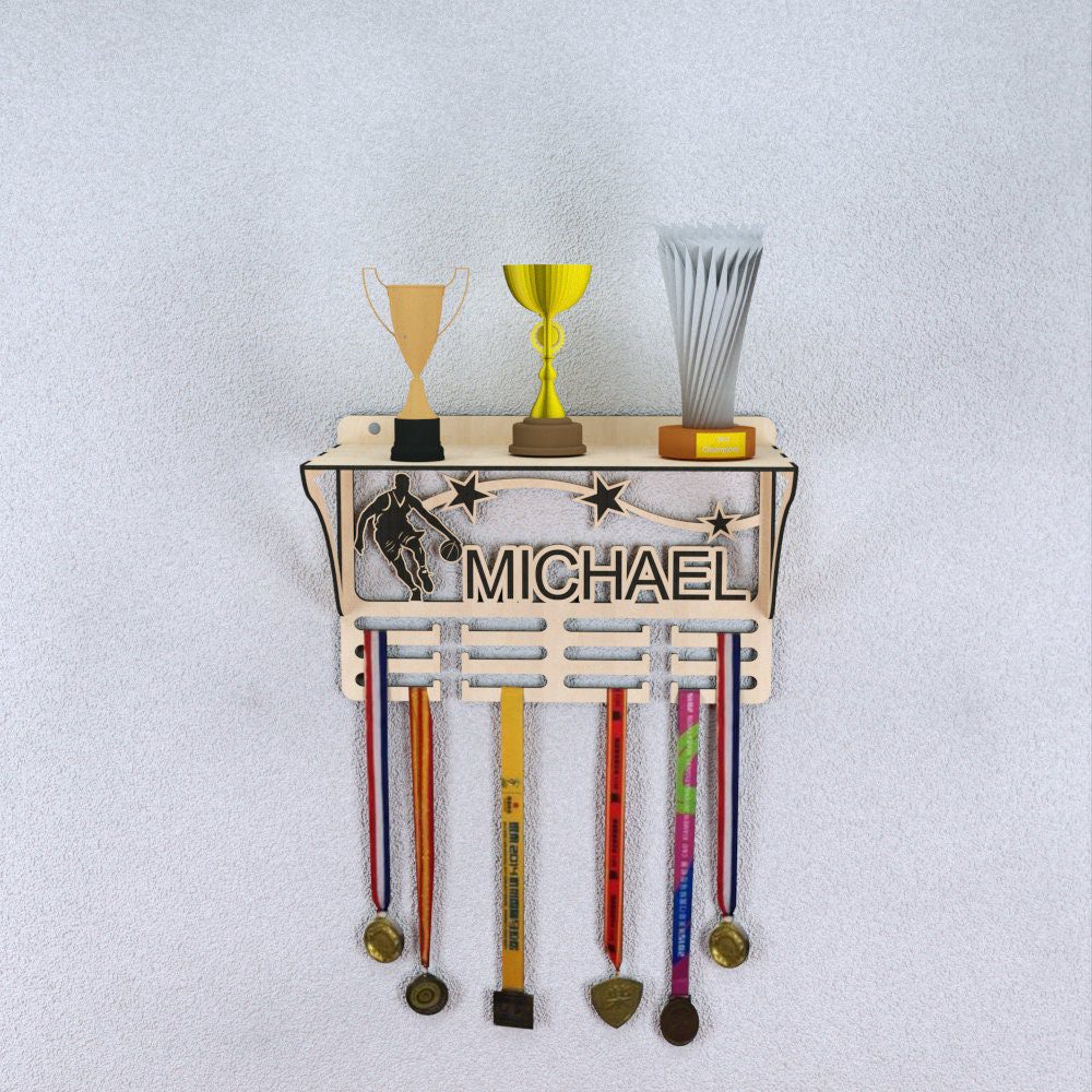 Personalized Basketball Medal and Trophy Display Laser Cut