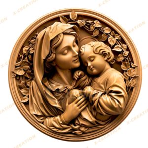 Madonna e bambino 3D – PNG HQ per incisione laser