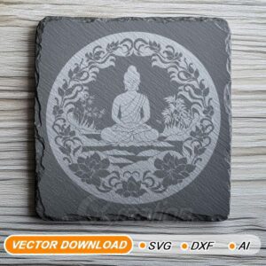 Buddha Meditation and Lotus SVG, for laser engraving,