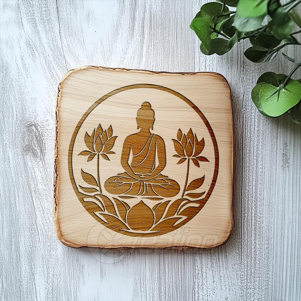 Buddha Meditation and Lotus SVG, for laser engraving,