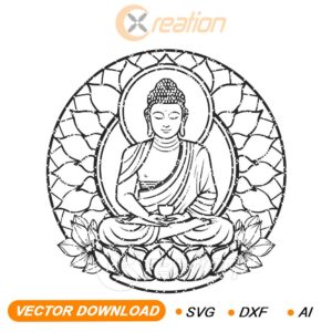 Buddha Meditation and Lotus SVG, for laser engraving,