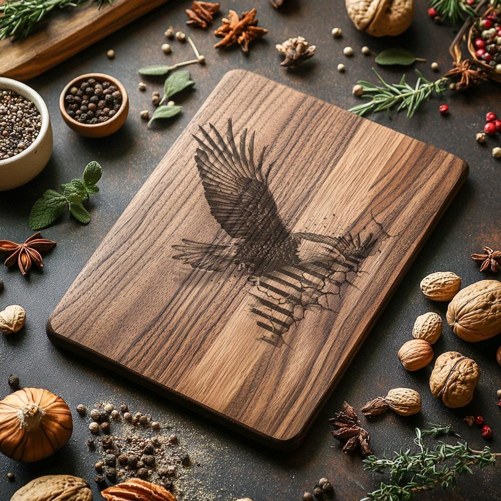 Charcuterie Board Engraving File, American Eagle Flag, 3D