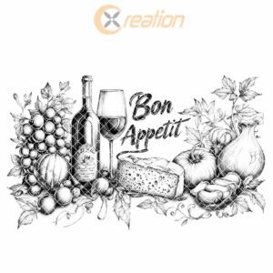 Charcuterie Board Engraving File, Delectable Meal, Wine Bottle,