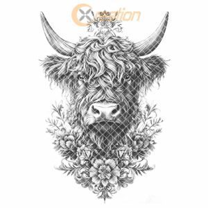 Charcuterie Board Engraving File, Highland Cow and Flowers,