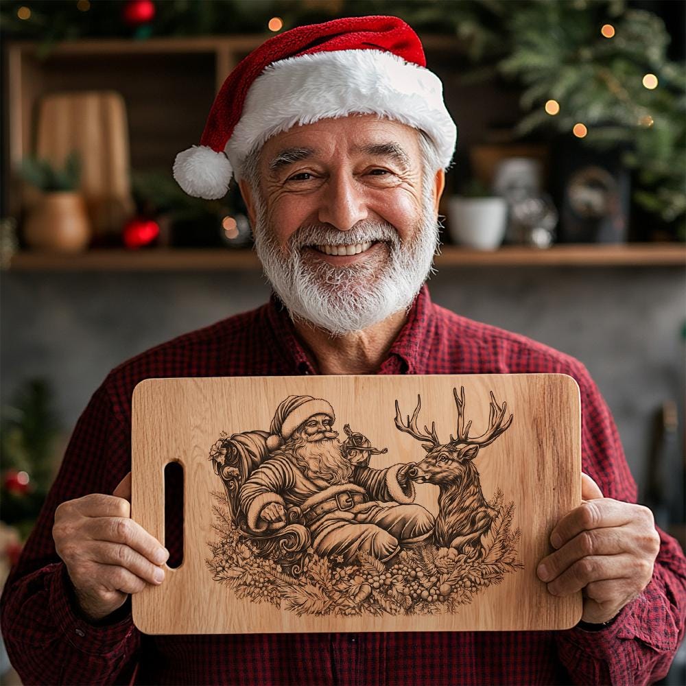 Christmas Charcuterie Board Engraving File, Santa Claus and
