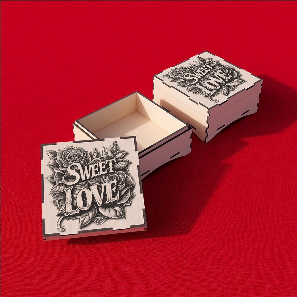 Gift Box Laser Cut File with 3D Illusion