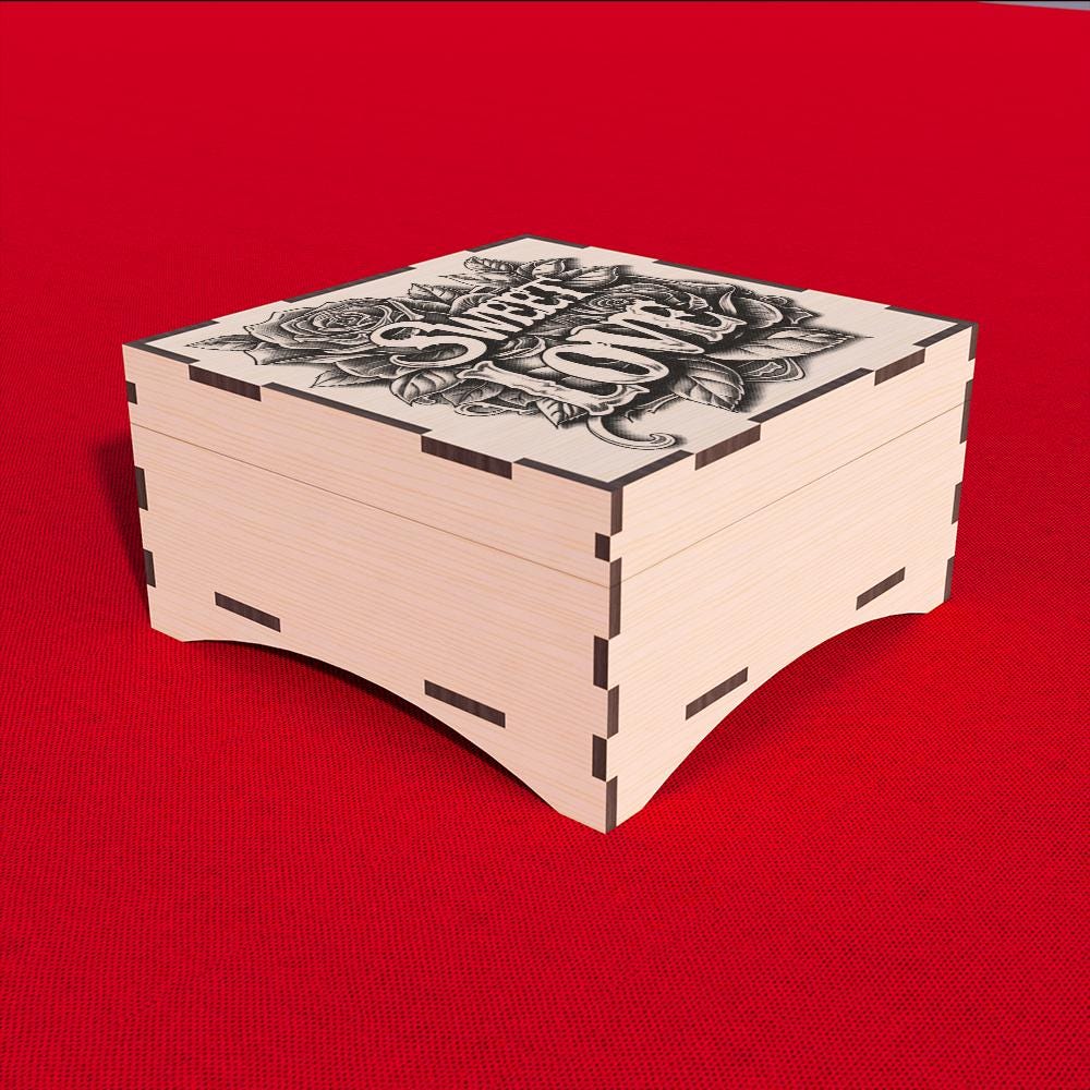 Gift Box Laser Cut File with 3D Illusion