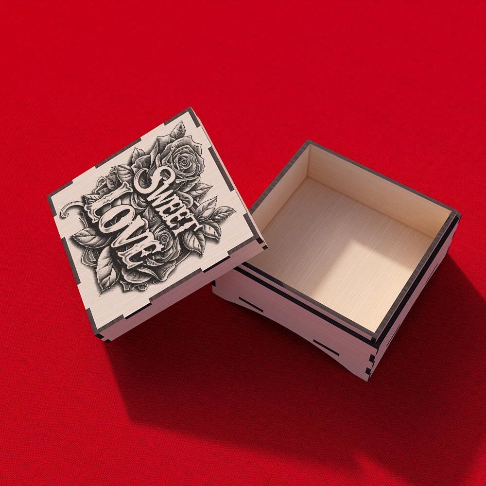 Gift Box Laser Cut File with 3D Illusion