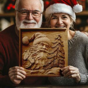 3D Laser Engraving File: Santa & Pine Tree