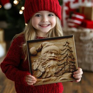 3D Laser Engraving File: Santa & Pine Tree