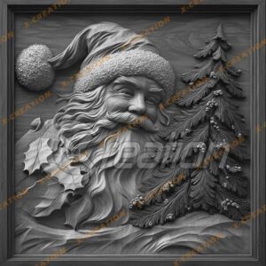 3D Laser Engraving File: Santa & Pine Tree