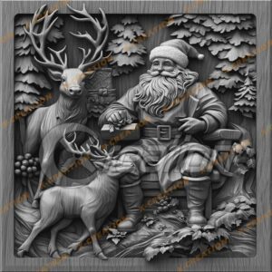 3D Laser Engraving: Santa & Reindeer | PNG