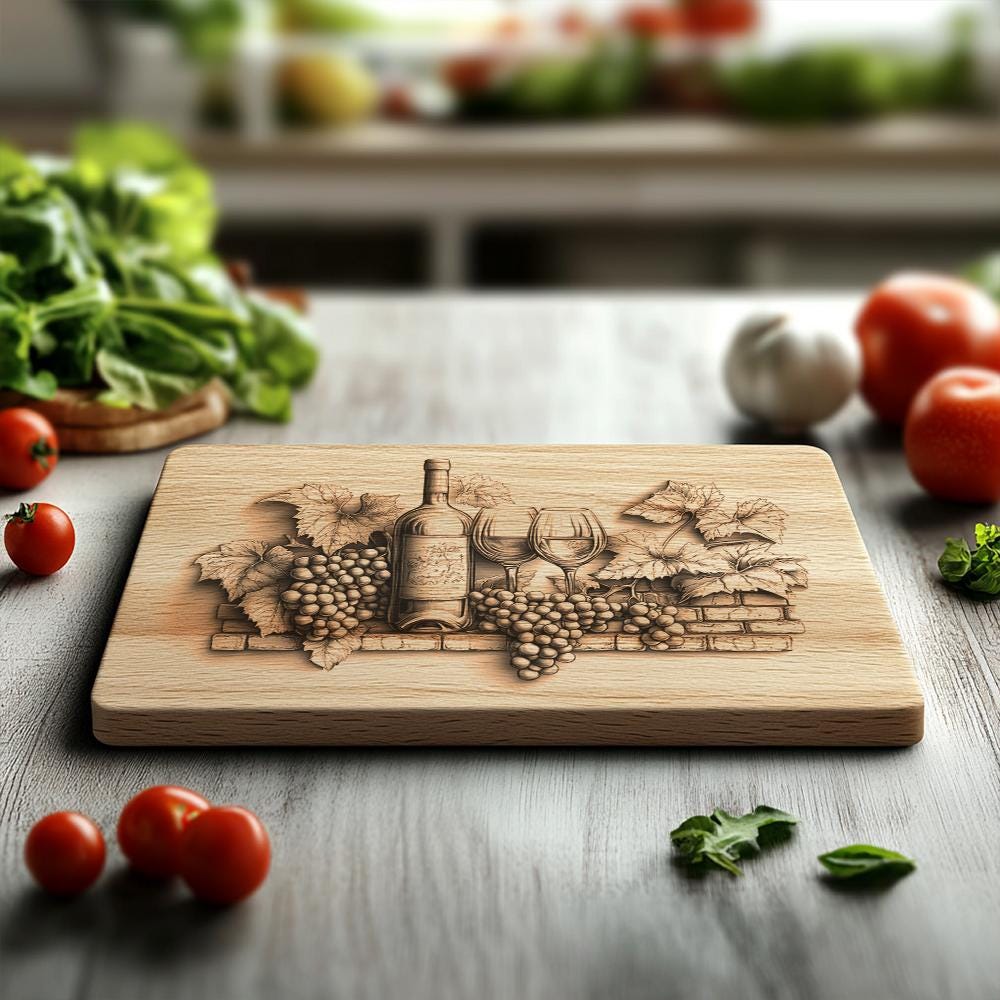 3D Wine Bottle Illusion Charcuterie Board | Engraving