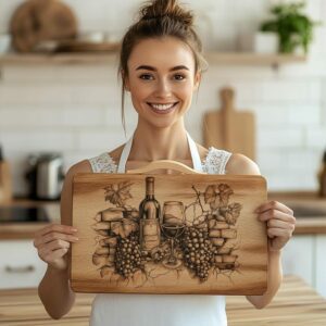 3D Wine Bottle Illusion Charcuterie Board | Laser