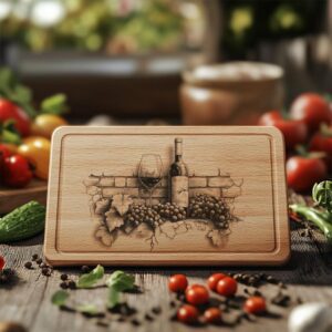 3D Wine Bottle Illusion Charcuterie Board | Laser