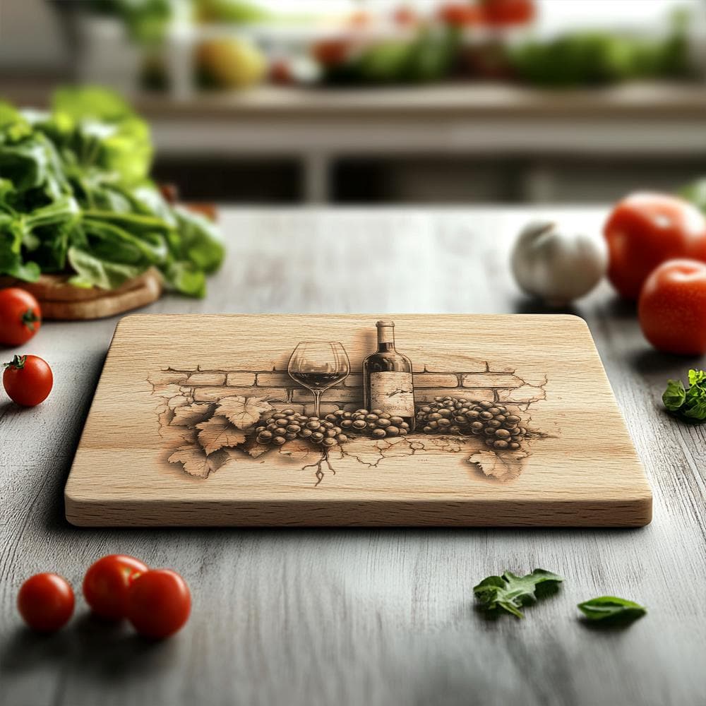 3D Wine Bottle Illusion Charcuterie Board | Laser