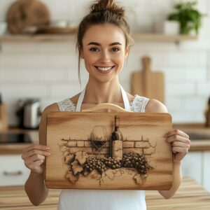 3D Wine Bottle Illusion Charcuterie Board | Laser