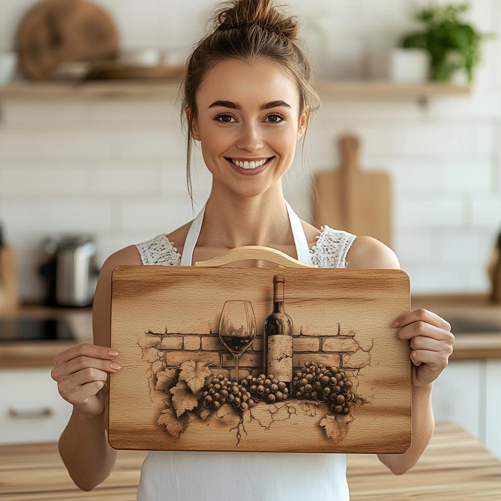 3D Wine Bottle Illusion Charcuterie Board | Laser