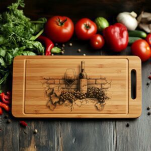 3D Wine Bottle Illusion Charcuterie Board | Laser