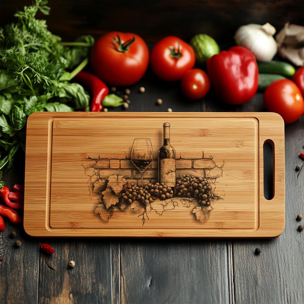 3D Wine Bottle Illusion Charcuterie Board | Laser