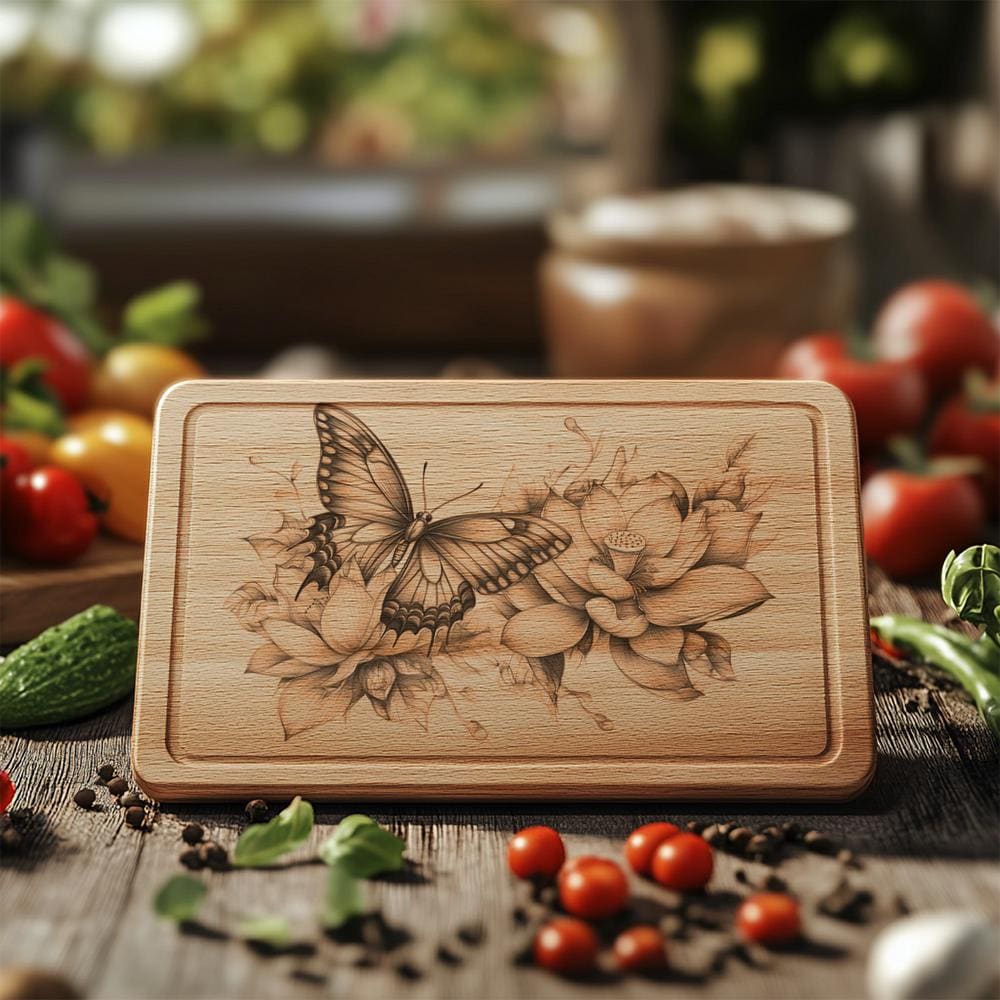 Butterfly & Lotus Charcuterie Board | HQ PNG