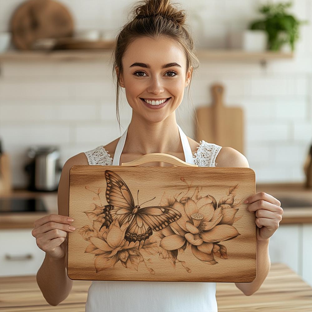 Butterfly & Lotus Charcuterie Board | HQ PNG