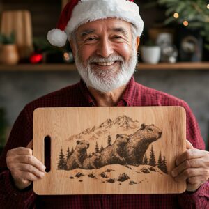 Capybara Family Charcuterie Board | Christmas Laser Engraving