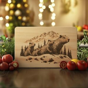 Capybara Family Charcuterie Board | Christmas Laser Engraving