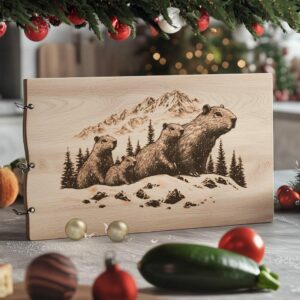 Capybara Family Charcuterie Board | Christmas Laser Engraving