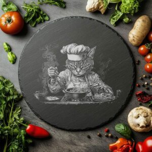Cat Chef Slate Cheese Board | Laser Engraving