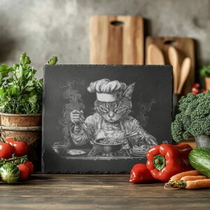 Cat Chef Slate Cheese Board | Laser Engraving
