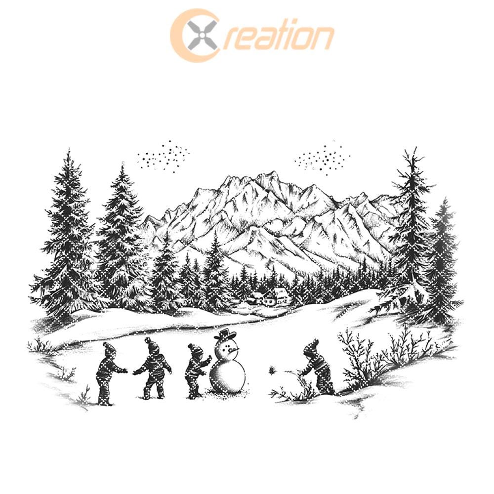 Children Building Snowman Charcuterie Board Engraving | Christmas