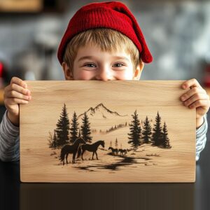 Horse Family Charcuterie Board Engraving | Christmas Kitchen