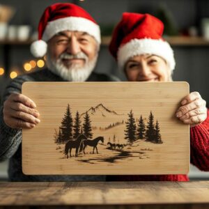 Horse Family Charcuterie Board Engraving | Christmas Kitchen