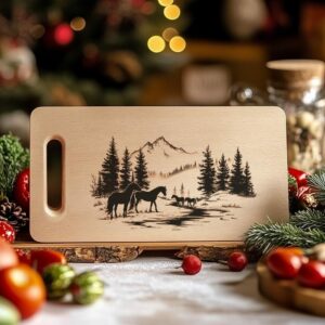 Horse Family Charcuterie Board Engraving | Christmas Kitchen