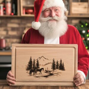 Horse Family Charcuterie Board Engraving | Christmas Kitchen