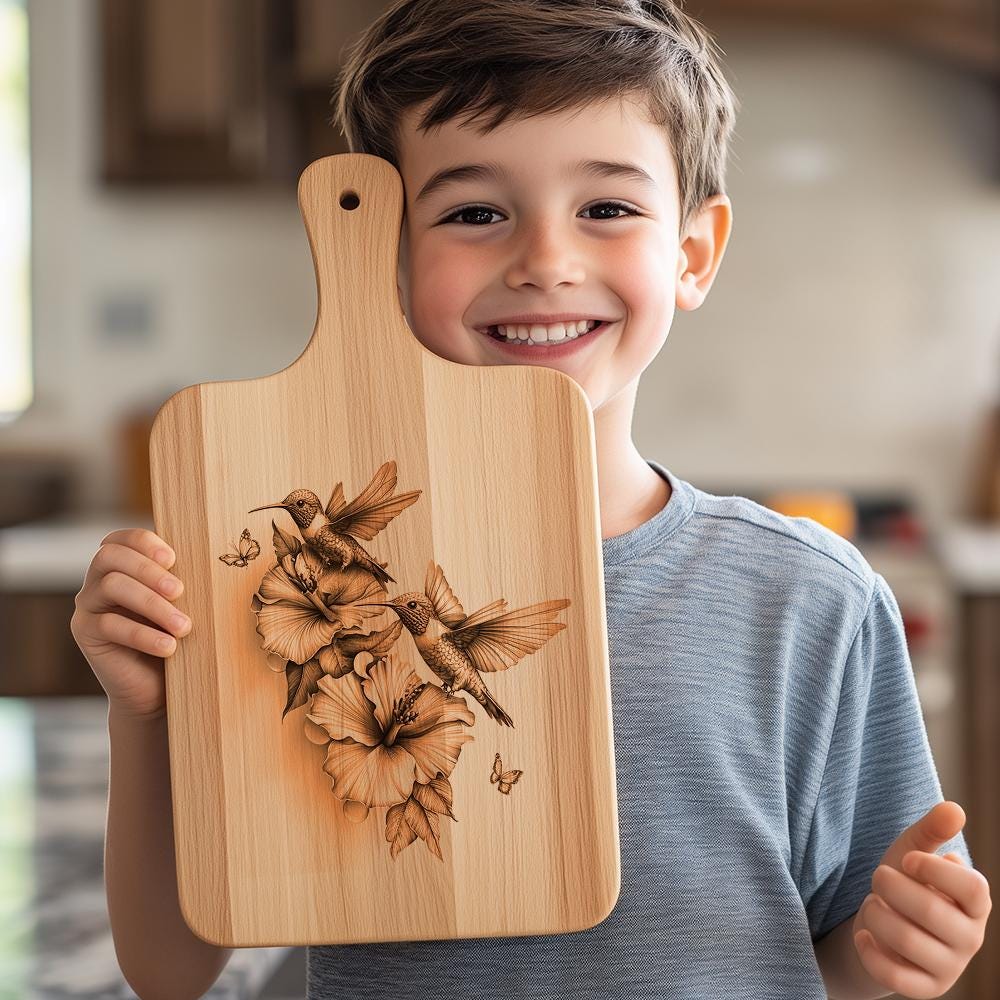 Hummingbirds & Flower Charcuterie Board | HQ PNG